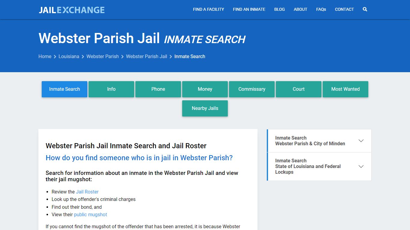 Inmate Search: Roster & Mugshots - Webster Parish Jail, LA